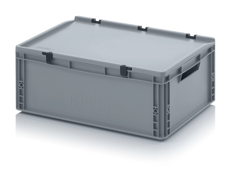 Euroback 600x400x235 mm med gångjärnslock Öppna handtag