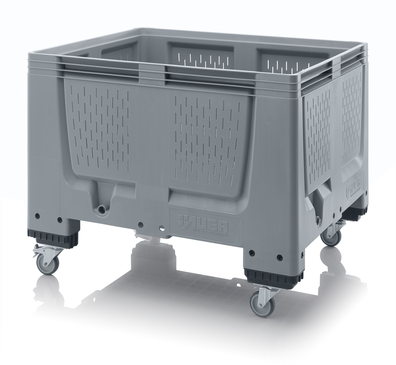 Plastcontainer MoveBox 1000V med ventilationshål 4 hjul