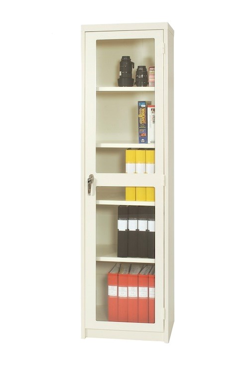 Förvaringsskåp enkeldörr, härdat glas, H: 1975