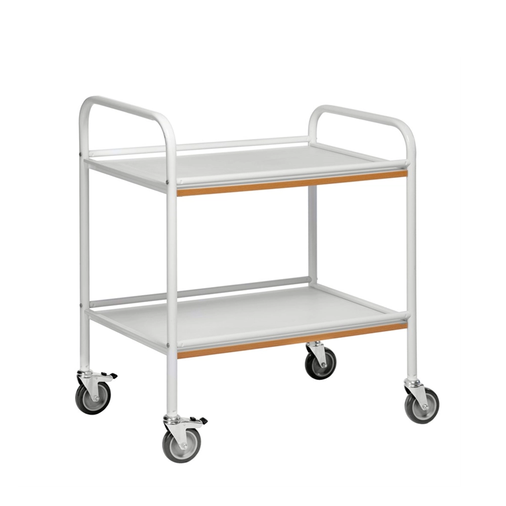 Serveringsvagn i 2 plan med sarger i vitt