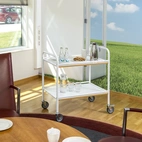 Serveringsvagn i 2 plan med sarger i vitt