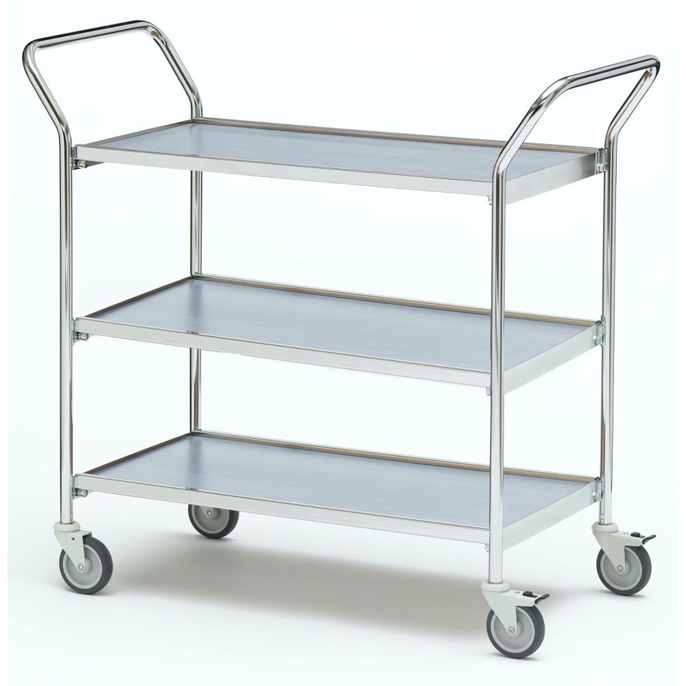 Bordsvagn med 3 hyllor och 2 handtag 800x420mm Krom/Grå