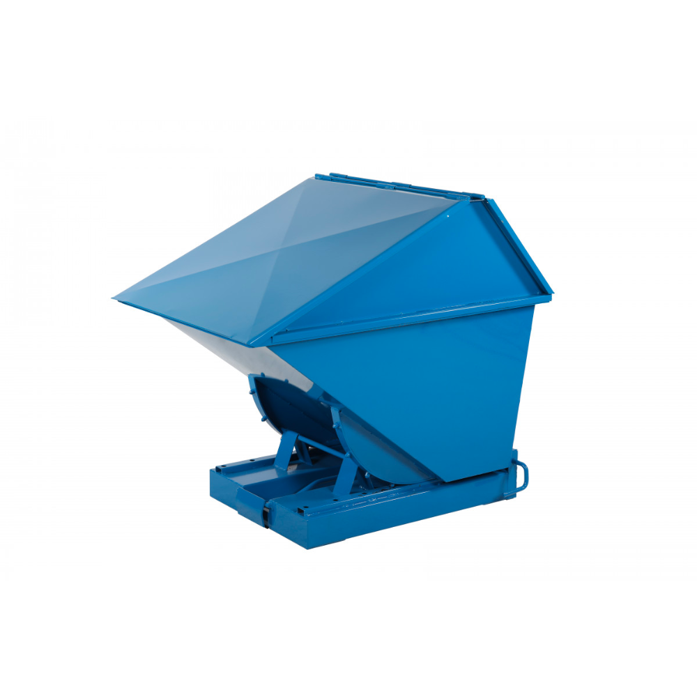 Tippcontainer med högbyggt lock 400 L med tryckplatta