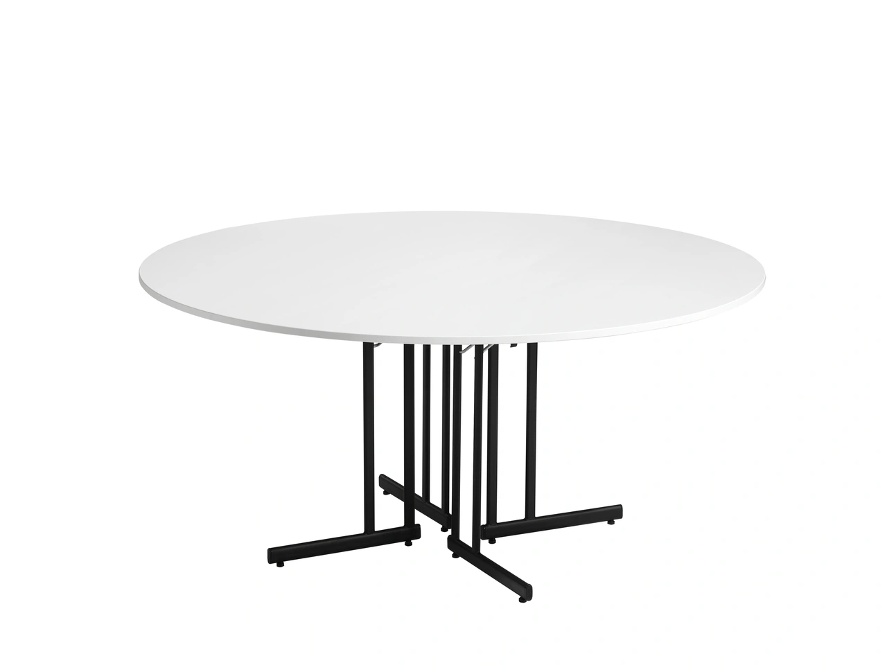 Bankett Style, Ø160, vit laminatskiva, svart stativ