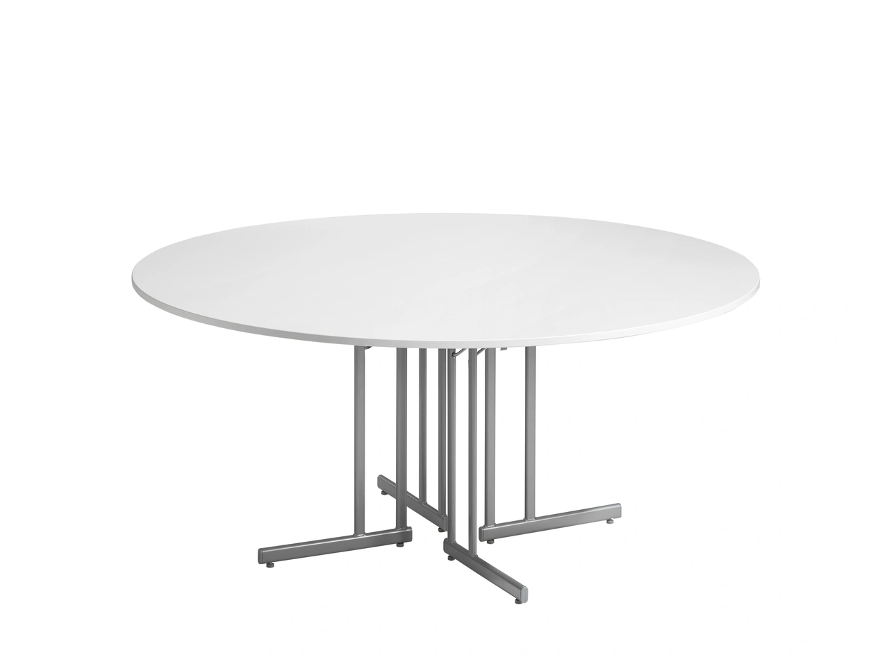 Bankett Style, Ø160, vit laminatskiva, silvergrått stativ
