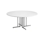 Bankett Style, Ø160, vit laminatskiva, silvergrått stativ
