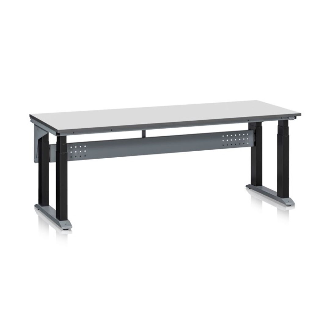 Höj- och sänkbart arbetsbord 4 pelare 280kg Grå Laminat 2000x800 mm