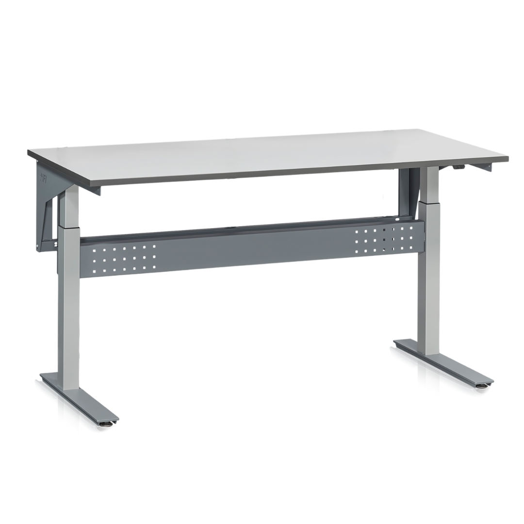 Höj- och sänkbart arbetsbord LD 200kg Grå Laminat 1600x800 mm, med ram
