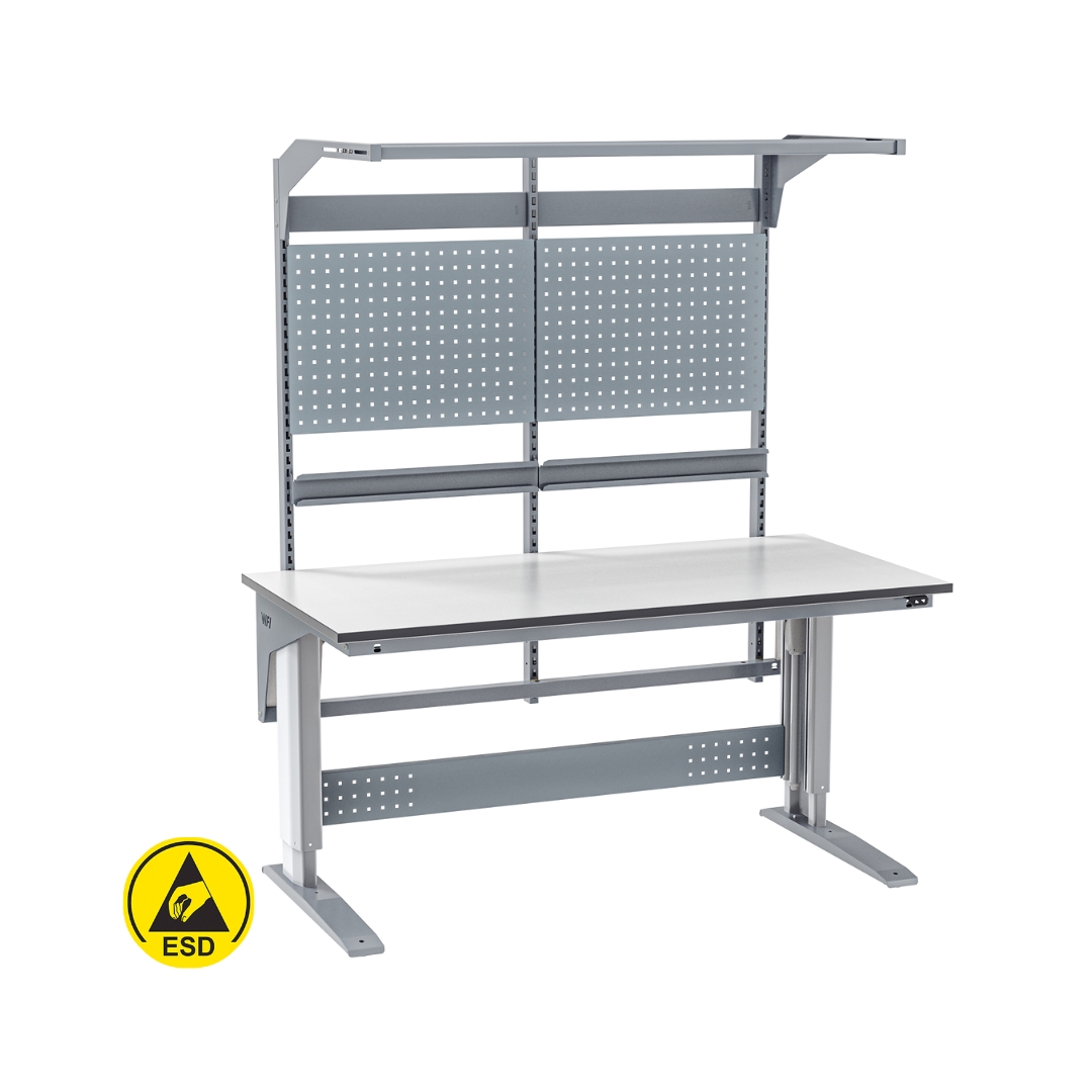 Arbetsbord 115 ESD höj- och sänkbart 300 kg 1600x800 mm, verktygspanel