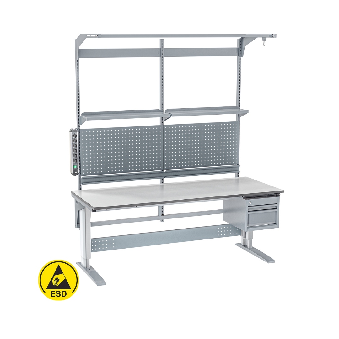 Arbetsbord 117 ESD höj- och sänkbart 400 kg 2000x800 mm, med hylla