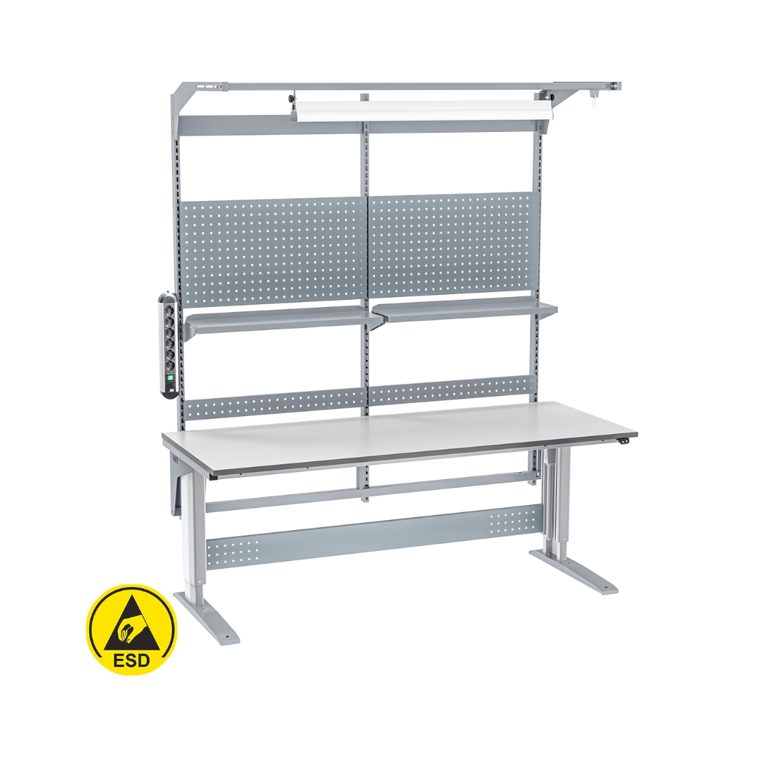 Arbetsbord 118 ESD höj- och sänkbart 400 kg 2000x800 mm, med hylla