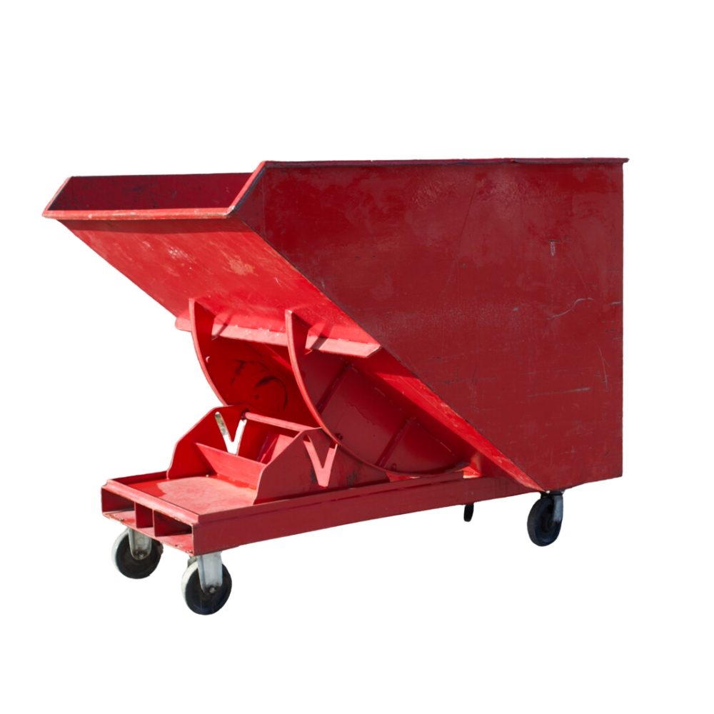 Begagnad Tippcontainer 1800L Röd med spak