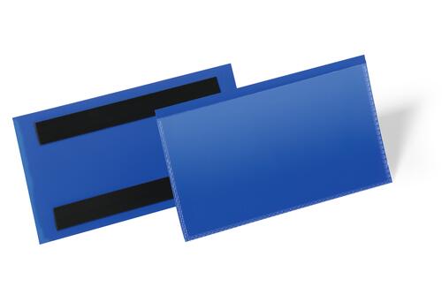 Etiketthållare 150x67 mm magnetisk blå 50st