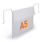 Plastficka med flik och ståltrådsfäste A5 transparent 50st