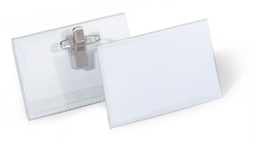 Namnskylt 54x90, nål/klämfäste transparent 50st