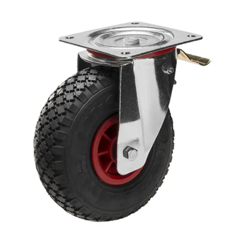 Länkhjul 260x85mm, 150 kg, Luftgummihjul Totalbroms