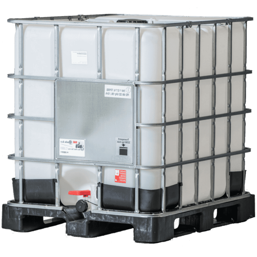 IBC-tank med plastpall 1000 L, återvunnen Livsmedelsgodkänd
