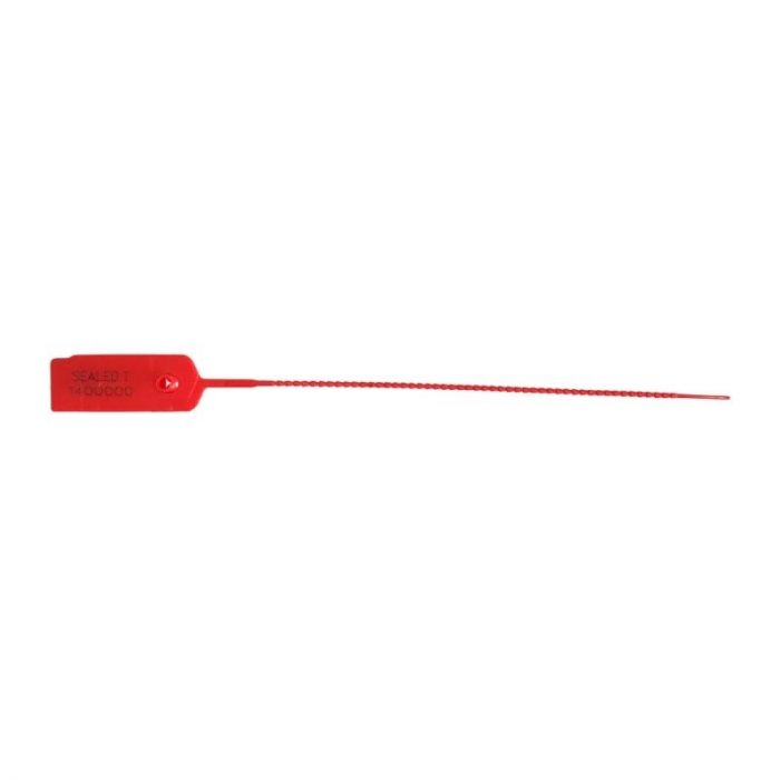 Plombering av röd plast 100 st numrerade längd 380 mm
