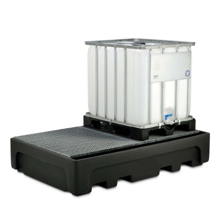 Uppsamlingskar Black för 2 IBC-behållare, Förzinkat stål