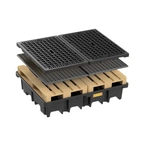 Uppsamlingskärl Black av PE för 4 fat passar två EUR-pallar