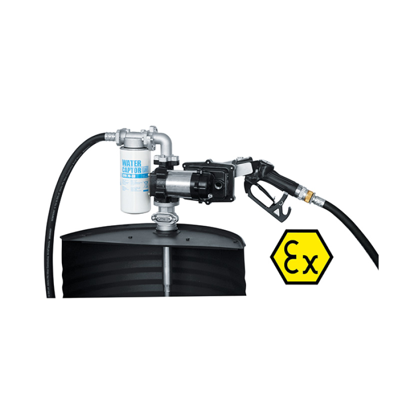 Bensinpump 12V ATEX EX50 komplett kit för fat