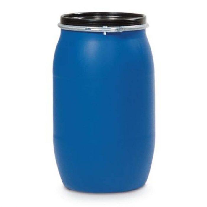 Plastfat 200 L blå plast UN-godkänd godkänt för livsmedel