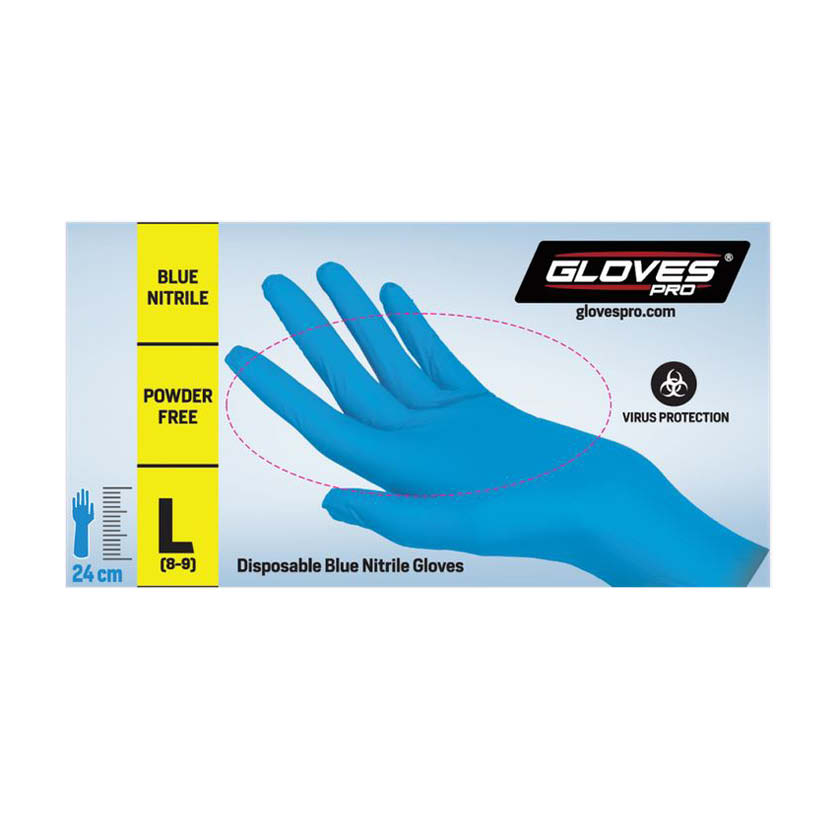 Nitrilhandske för engångsbruk blå plast puderfri 100 st 9