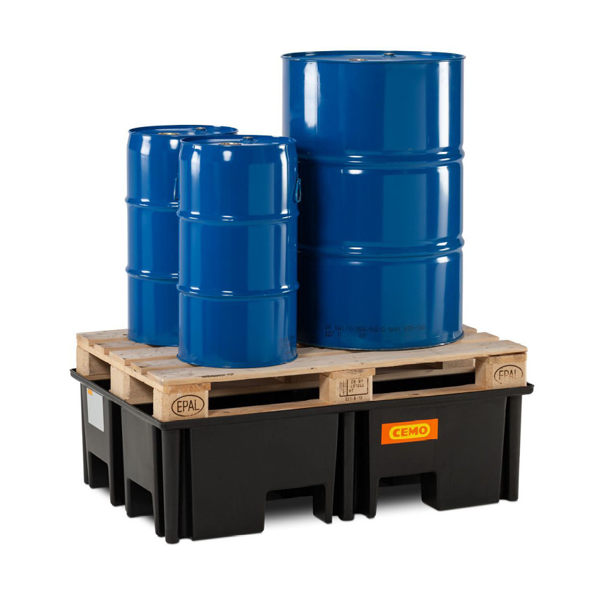 Uppsamlingskärl Black av PE för 2 fat passar en EUR-pall