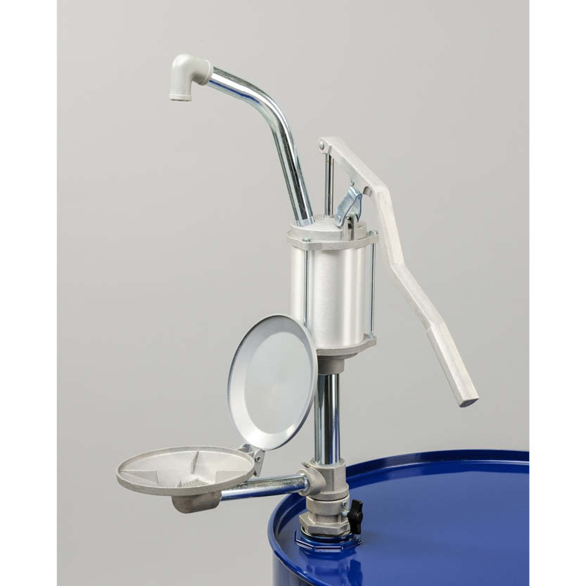 Hävarmspump av aluminium med integrerad spillbricka