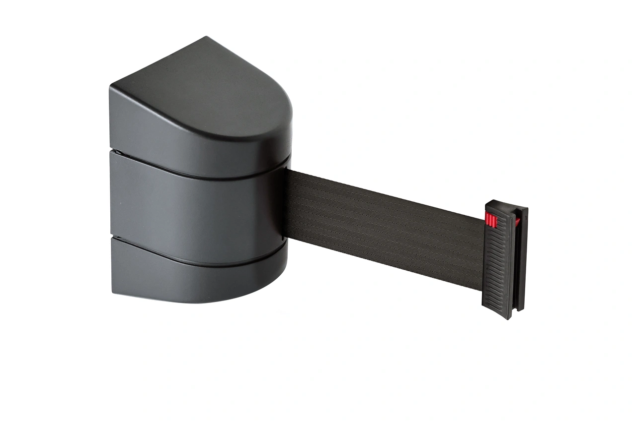 Avspärrningsband med Väggfäste svart 5 meter