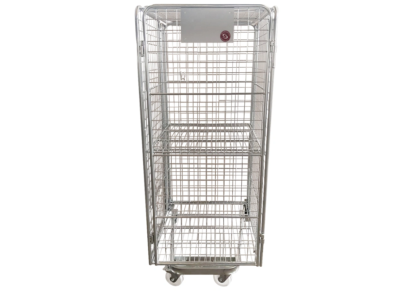 Rullcontainer 4 sidig med mellanhylla och lock