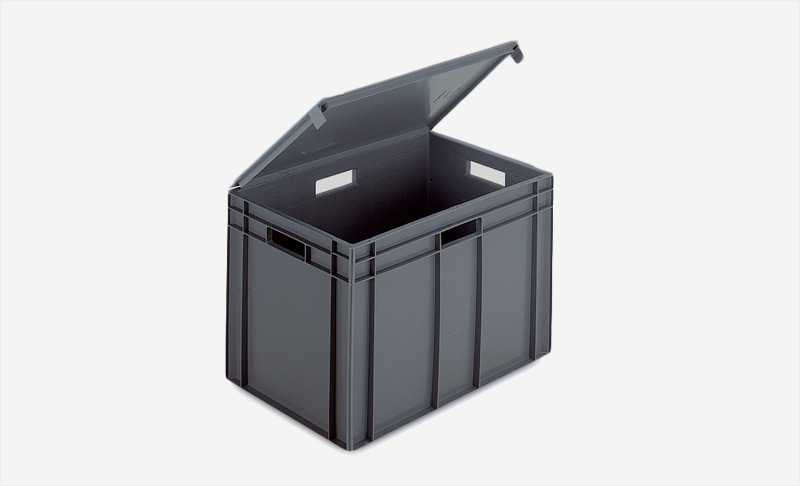 Transportback med lock 75L 600x400x423mm Grå