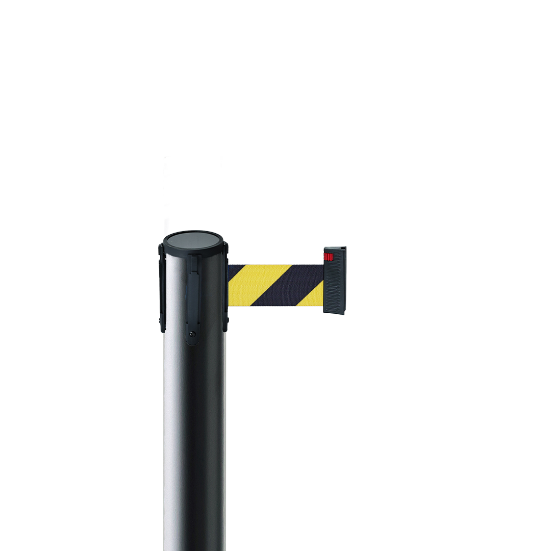 Avspärrningsstolpe svart med gul/svart band 3 meter