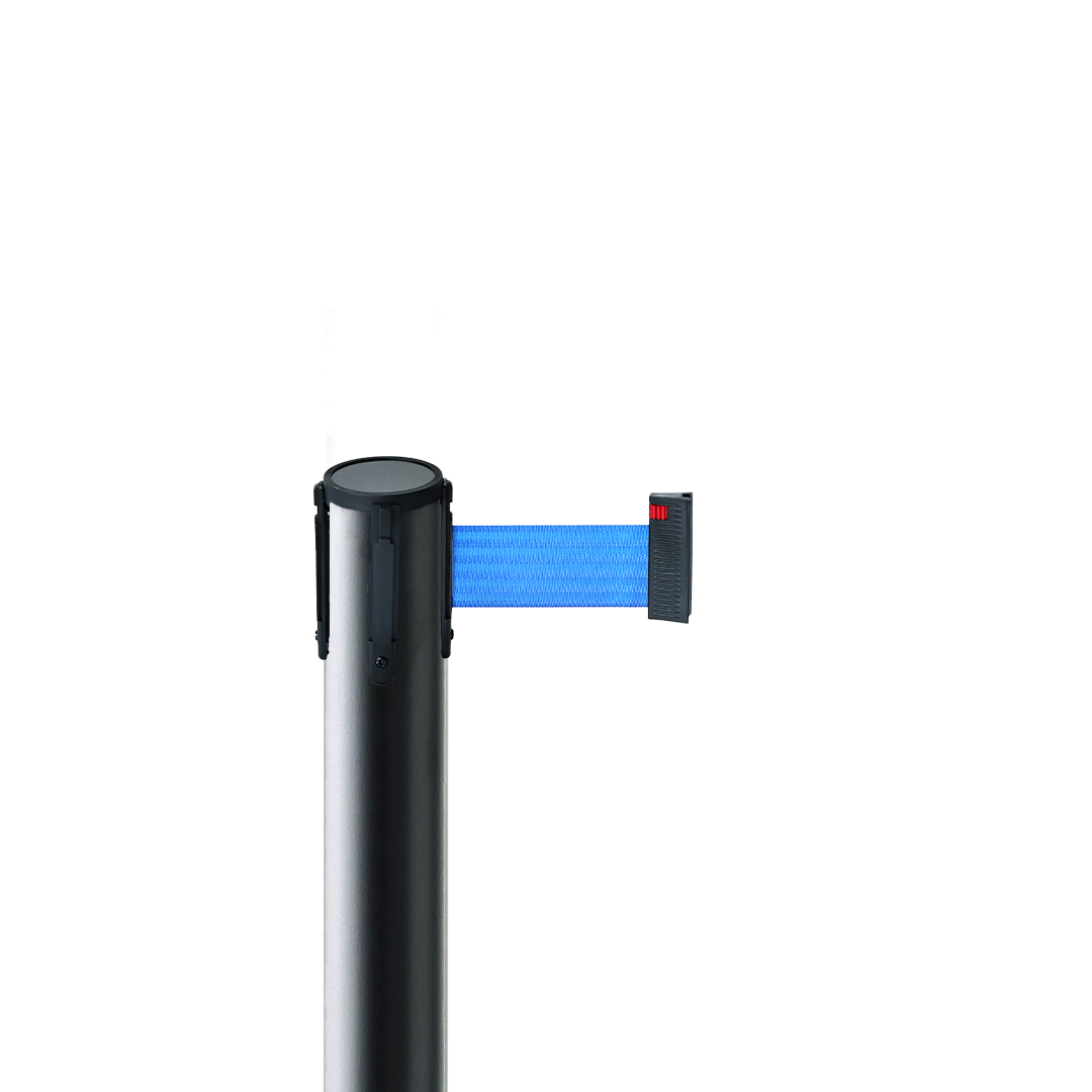 Avspärrningsstolpe svart med blått band 3 meter