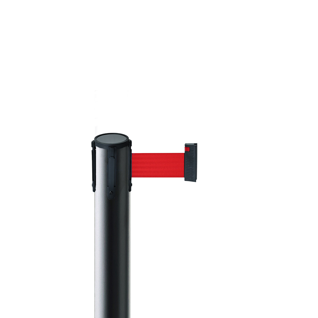 Avspärrningsstolpe svart med rött band 3 meter