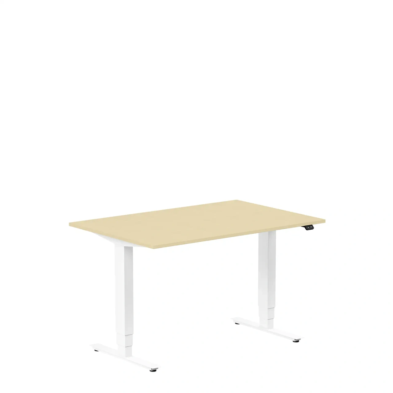 Höj och sänkbart skrivbord, 1200x600mm, björk/vit