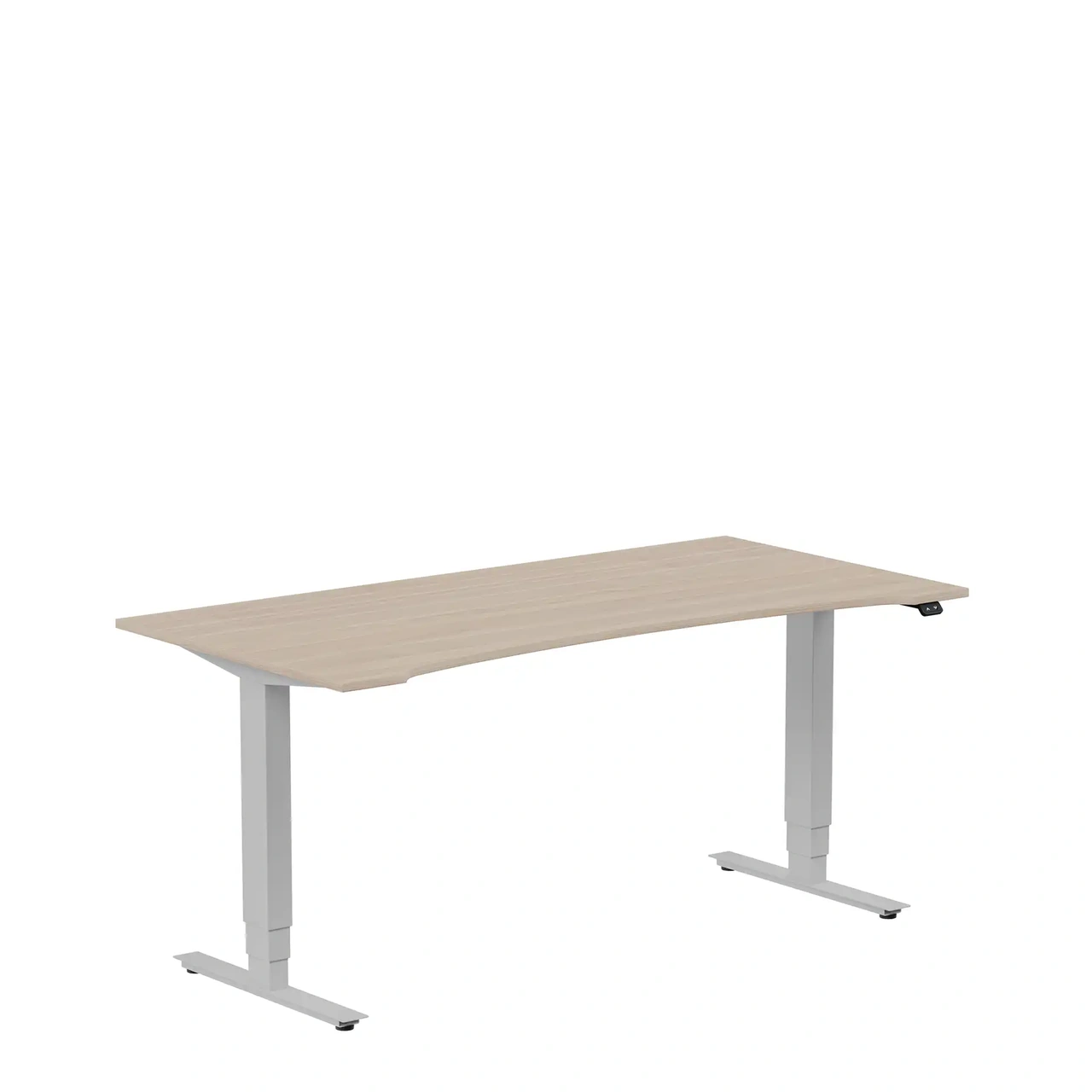 Höj och sänkbart skrivbord 1600x800mm uttag vit ask/silver