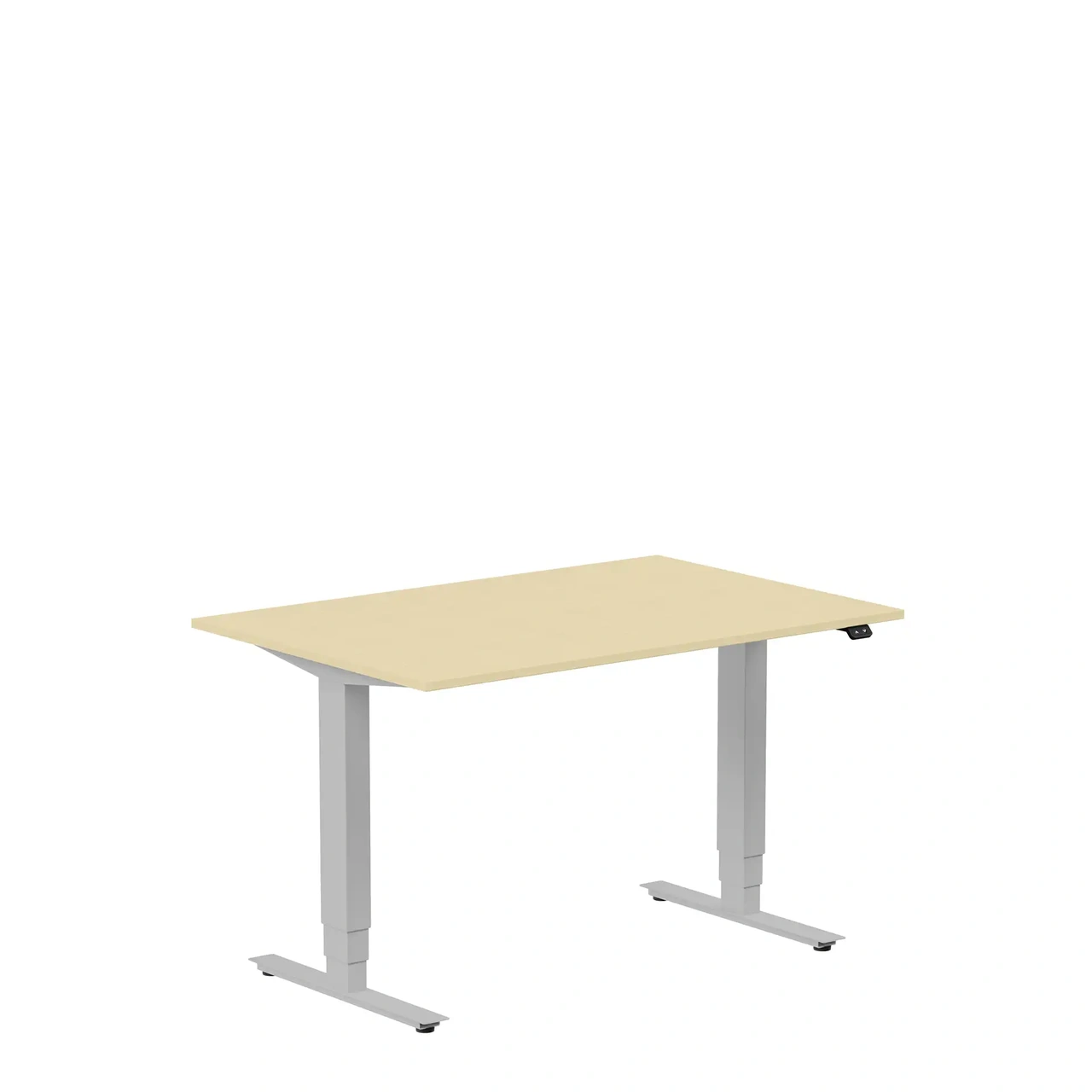 Höj och sänkbart skrivbord, 1200x600mm, björk/silver