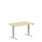 Höj och sänkbart skrivbord, 1200x600mm, björk/silver