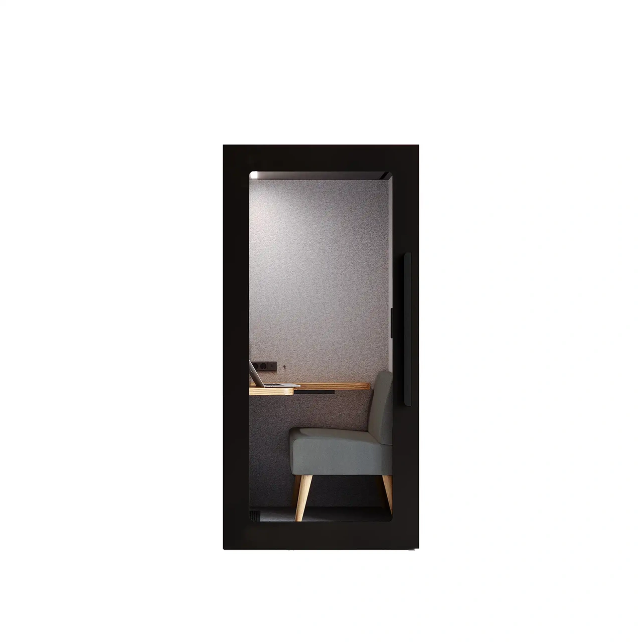 Pod Lugnet Fokus, Exteriör svart/Soffa tyg Cura varmgrå