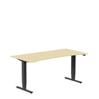 Höj och sänkbart skrivbord, 1600x800mm, uttag björk/svart