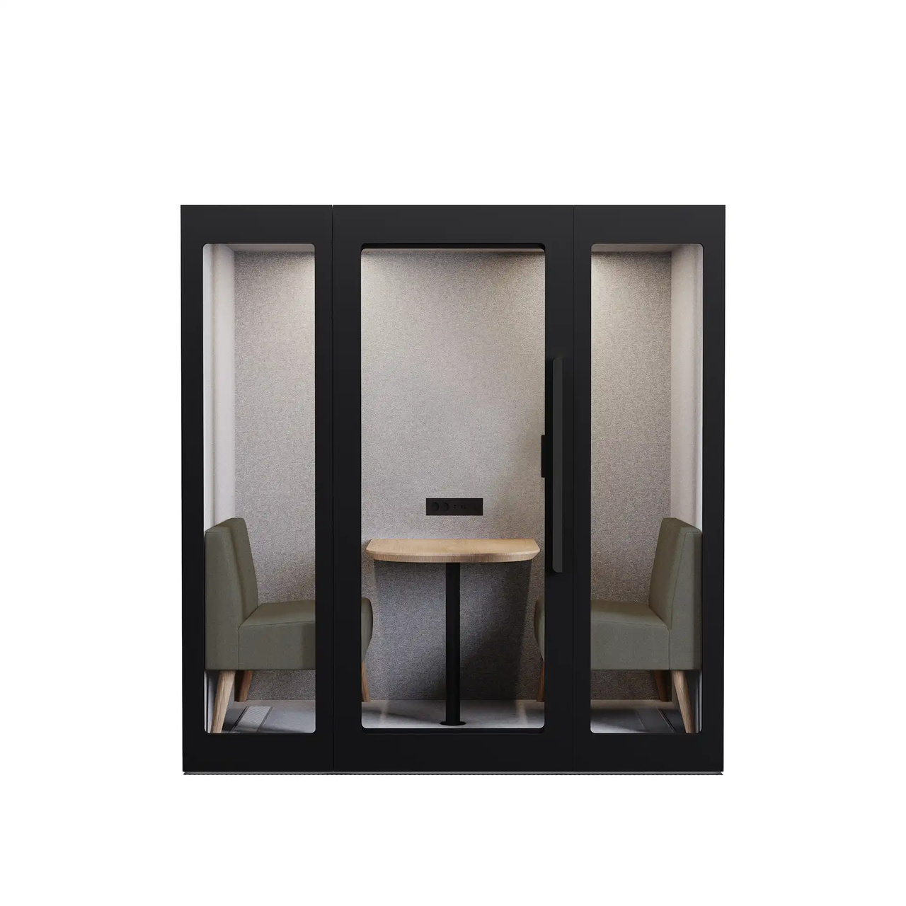 Pod Lugnet Kvartett, Exteriör svart/Soffor tyg Cura varmgrå