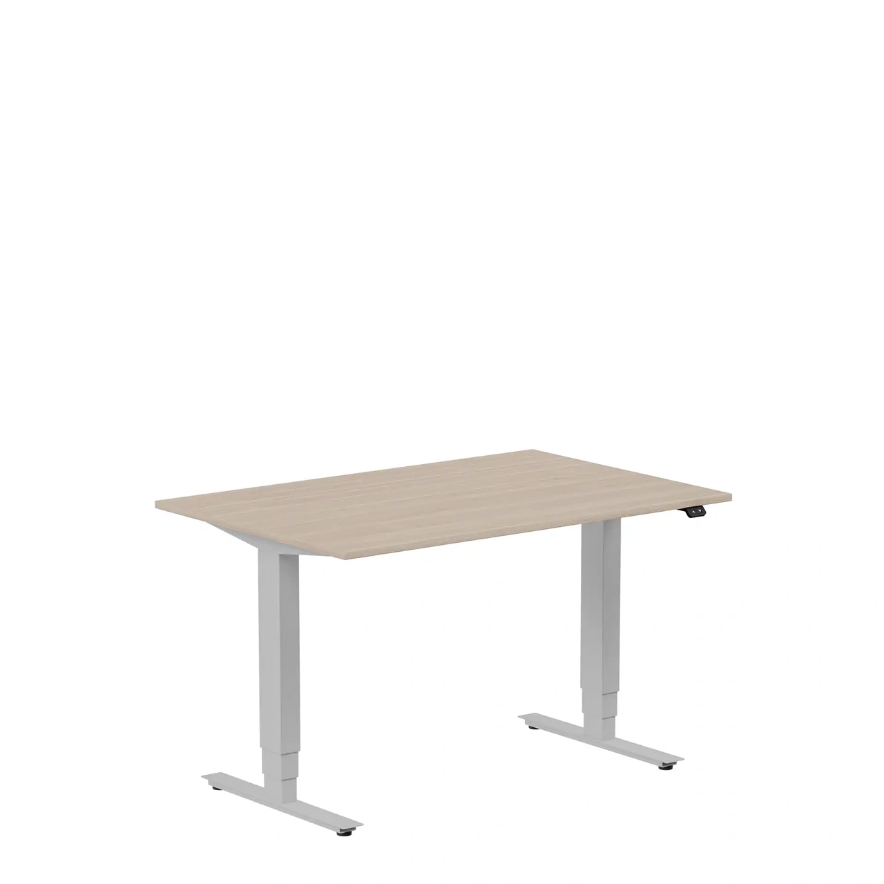 Höj och sänkbart skrivbord, 1200x600mm, vit ask/silver