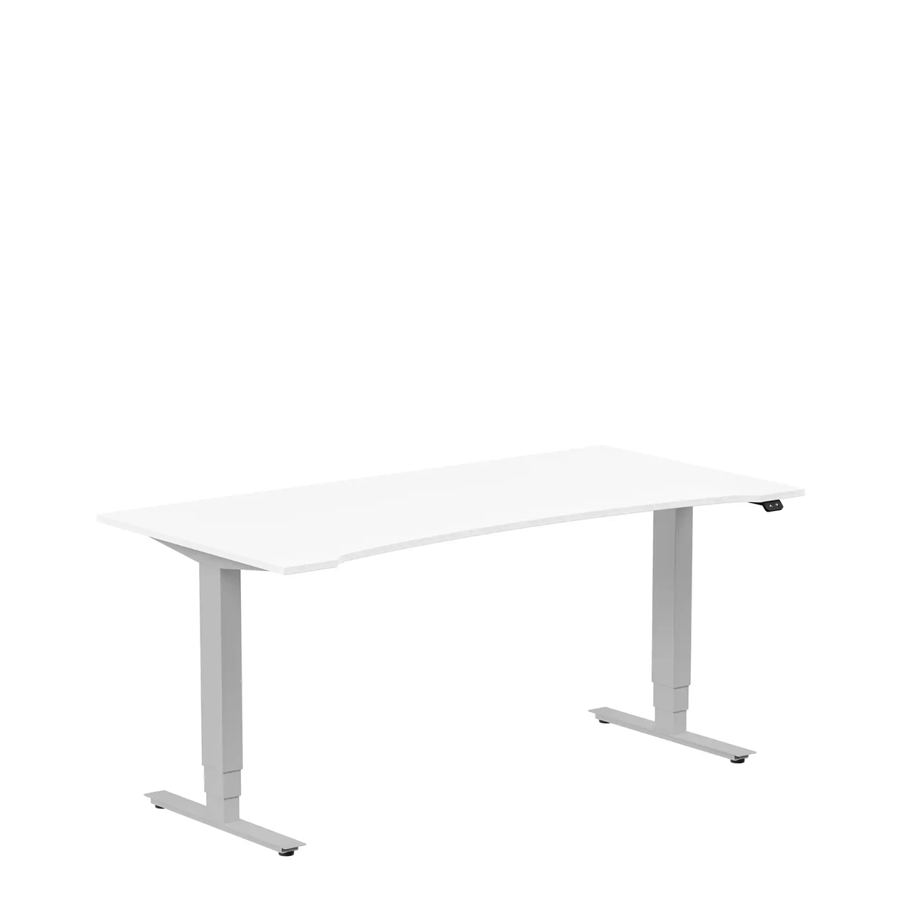 Höj och sänkbart skrivbord, 1600x800mm, uttag vit/silver