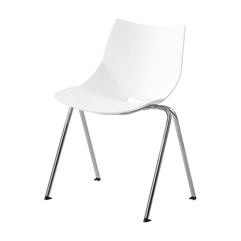 Stol Shell/V-Stativ, Vit/Krom