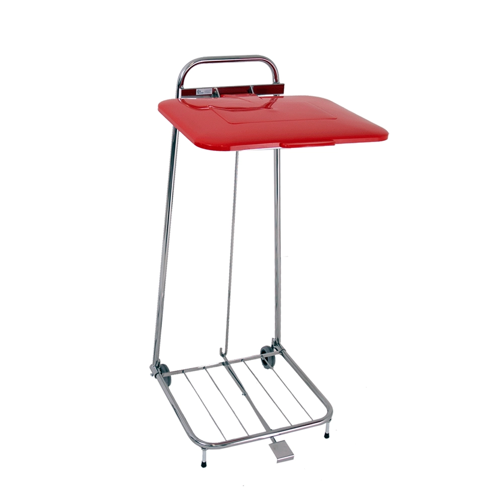 Säckställ med lock och pedal, röd, 125 L