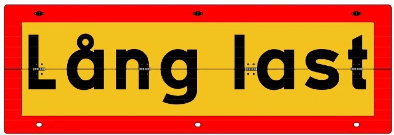 VARNINGSSKYLT LÅNG LAST VIKBAR, ALUMINIUM 1200x400x2 mm