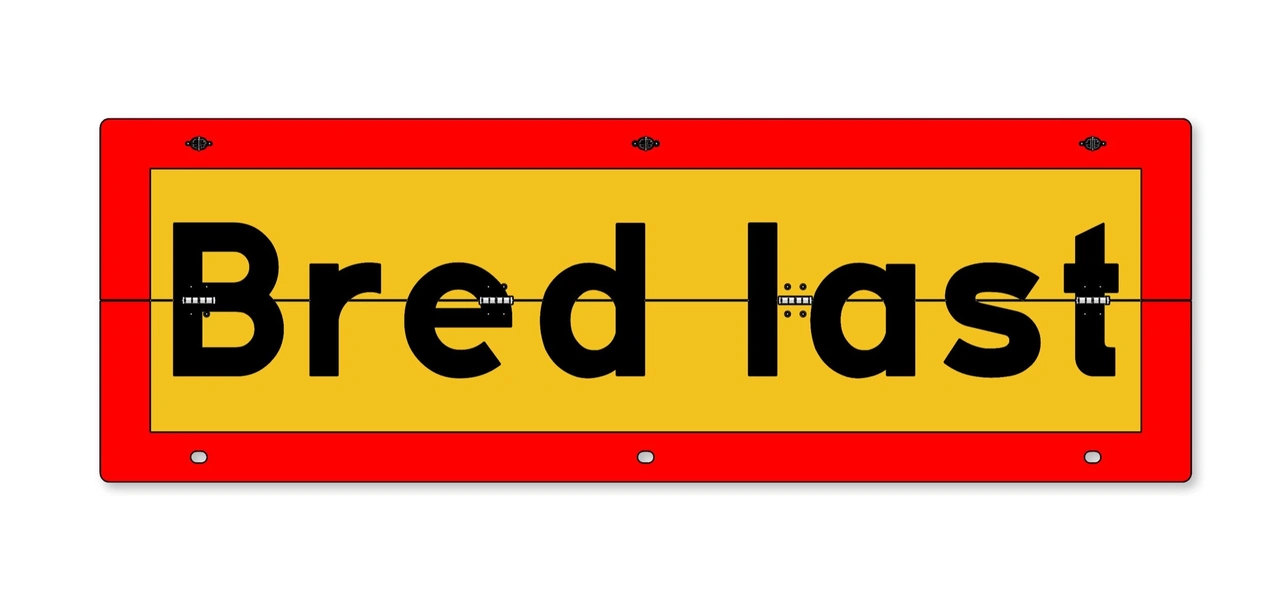 VARNINGSSKYLT BRED LAST VIKBAR, ALUMINIUM 1200x400x2 mm