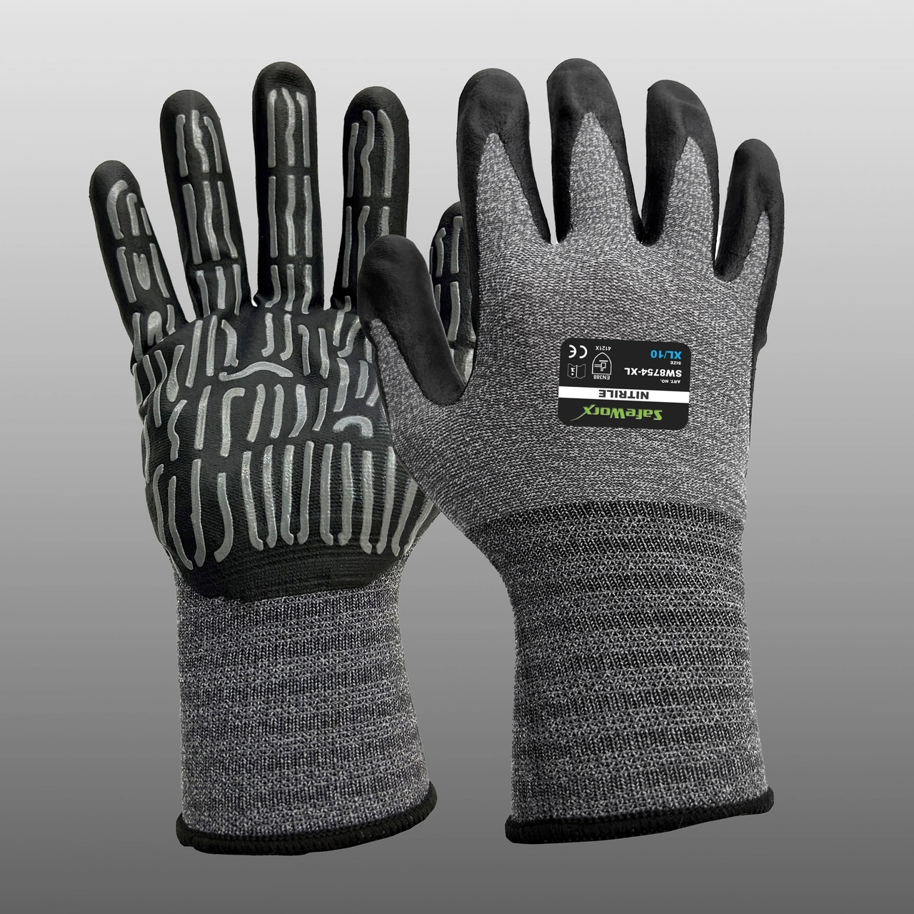 MONTAGEHANDSKE NITRIL GRIP, STL. L/9 12pack