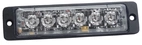 BLIXTLJUS SLIM RÖD, 12-24V 6 LED, PLANMONTAGE, 2m KABEL